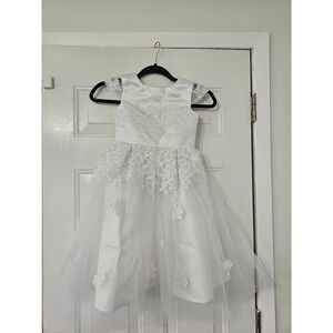 Unbranded Formal Gown Kids Size 4 White Excellent Lace Tulle Flower Girl Dress
